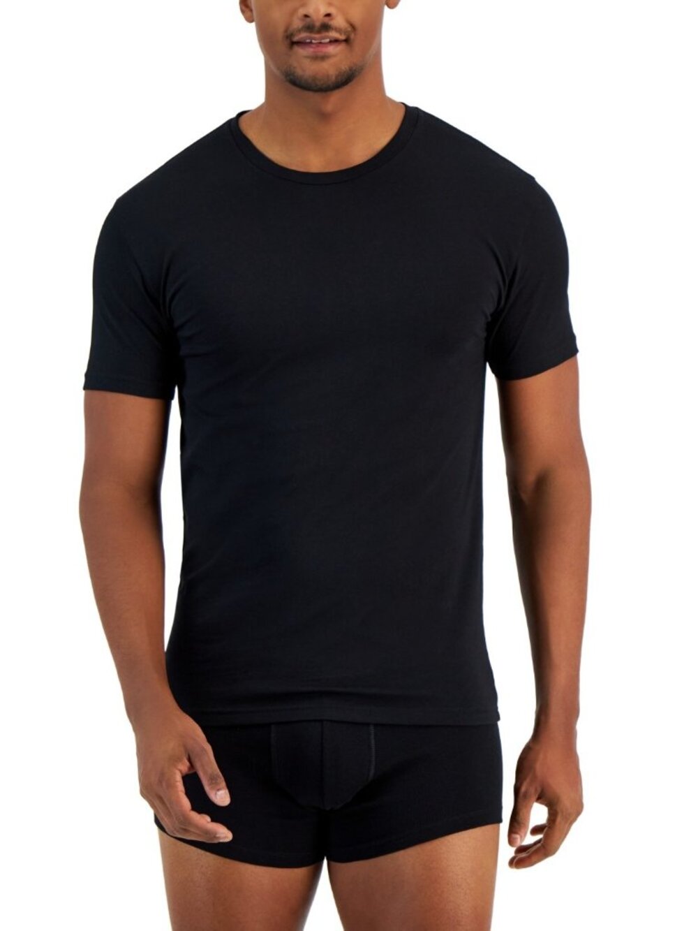 Alfani Men's 4-Pk. Slim-Fit Solid Cotton Undershirts Deep Black M